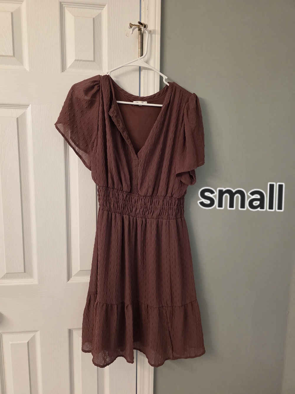 Maurices Dusty Raspberry V-Neck Smocked Waist Dress